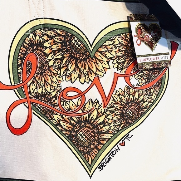 BRIGHTON Something Wonderful Sunflower LOVE Tote Bag - Picture 7 of 15
